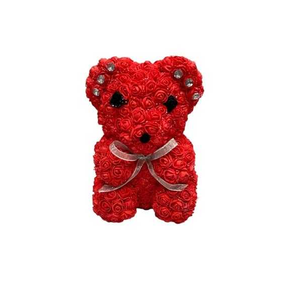 Handmade By Me Hot Red Rose Bear - Picture 1 of 4